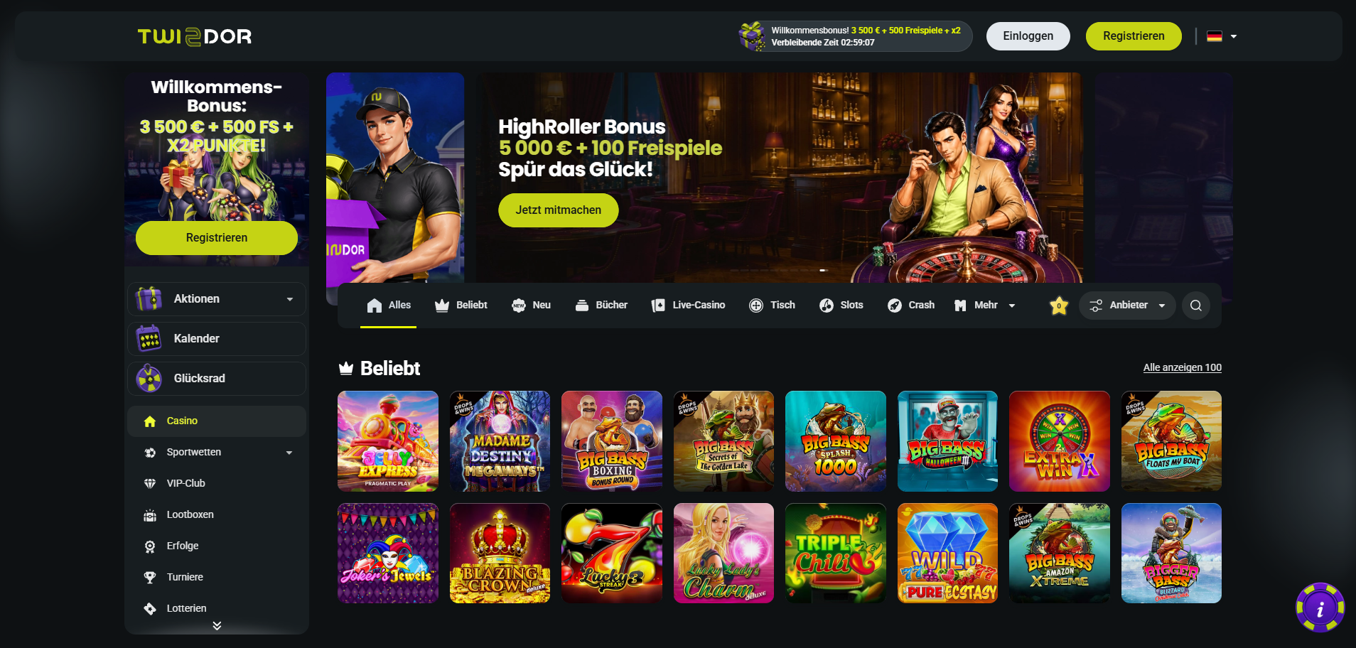 Twindor Casino Spielauswahl